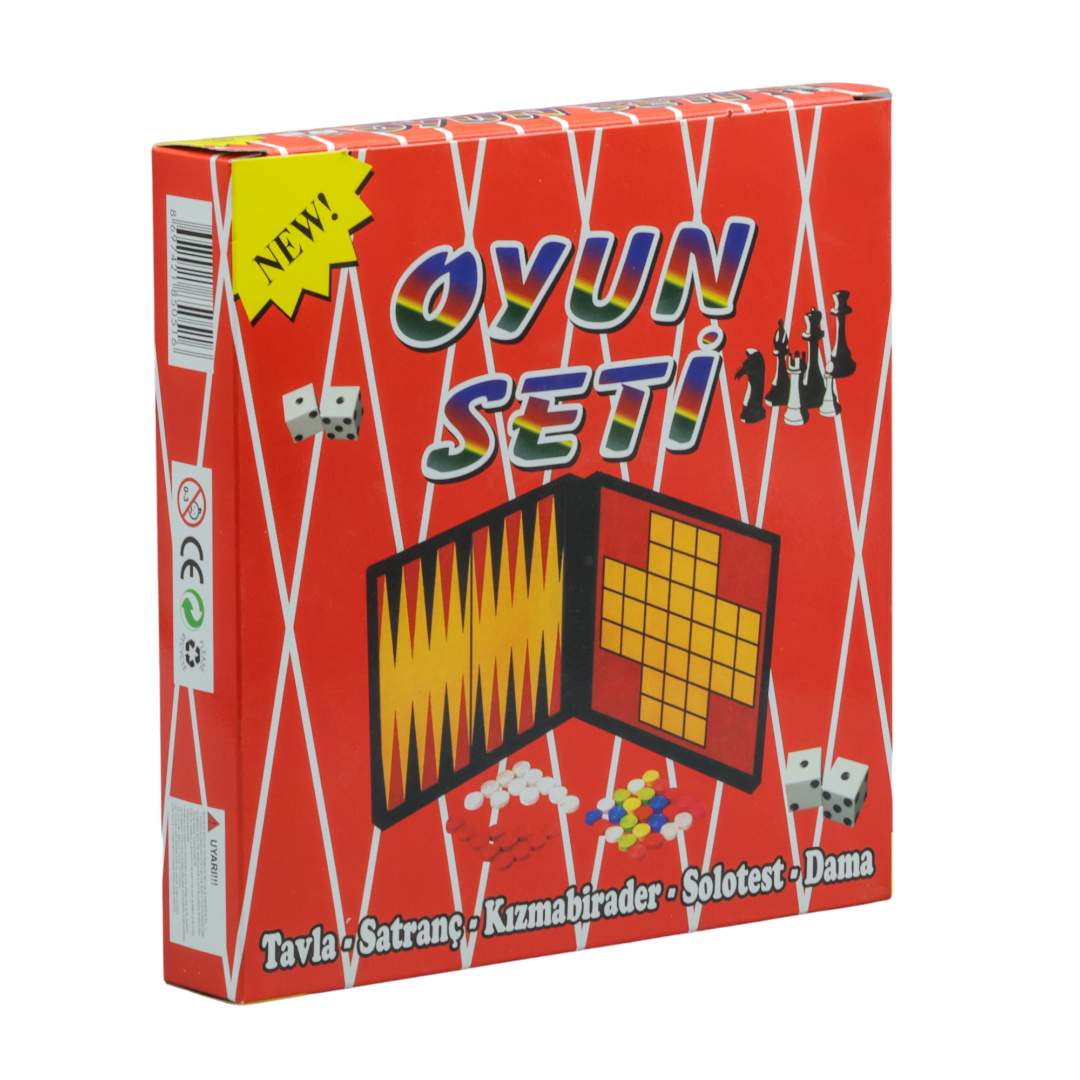 Beşli Oyun Seti (Satranç, Dama, Tavla, Kızmabirader, Solo Test) Sed-042